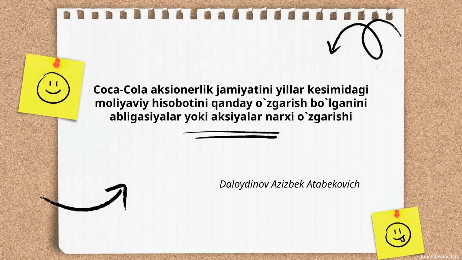Coca-Cola aksionerlik jamiyatini moliyaviy hisoboti