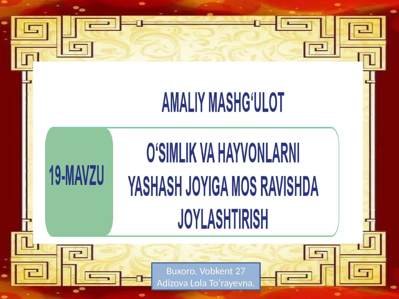 O ‘tilganmavzuniso‘rash