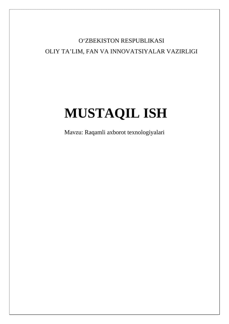 Raqamli axborot texnologiyalari