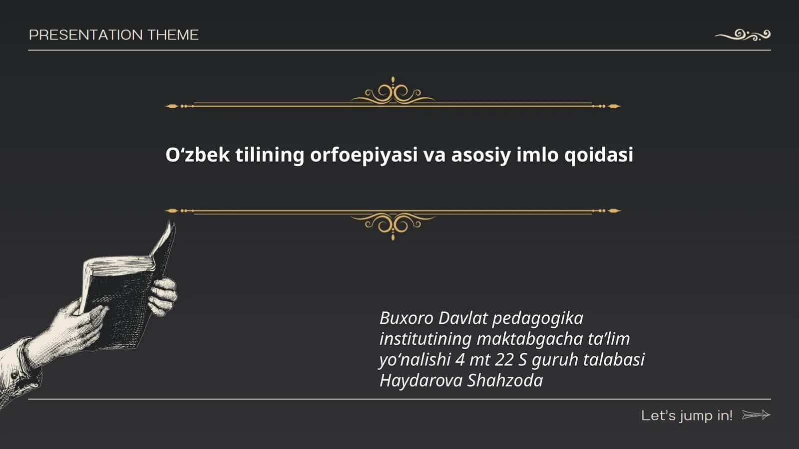 Oʻzbek tilining orfoepiyasi va asosiy imlo qoidasi