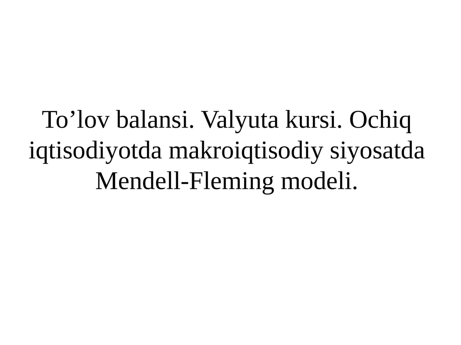 Mendell-Fleming modeli