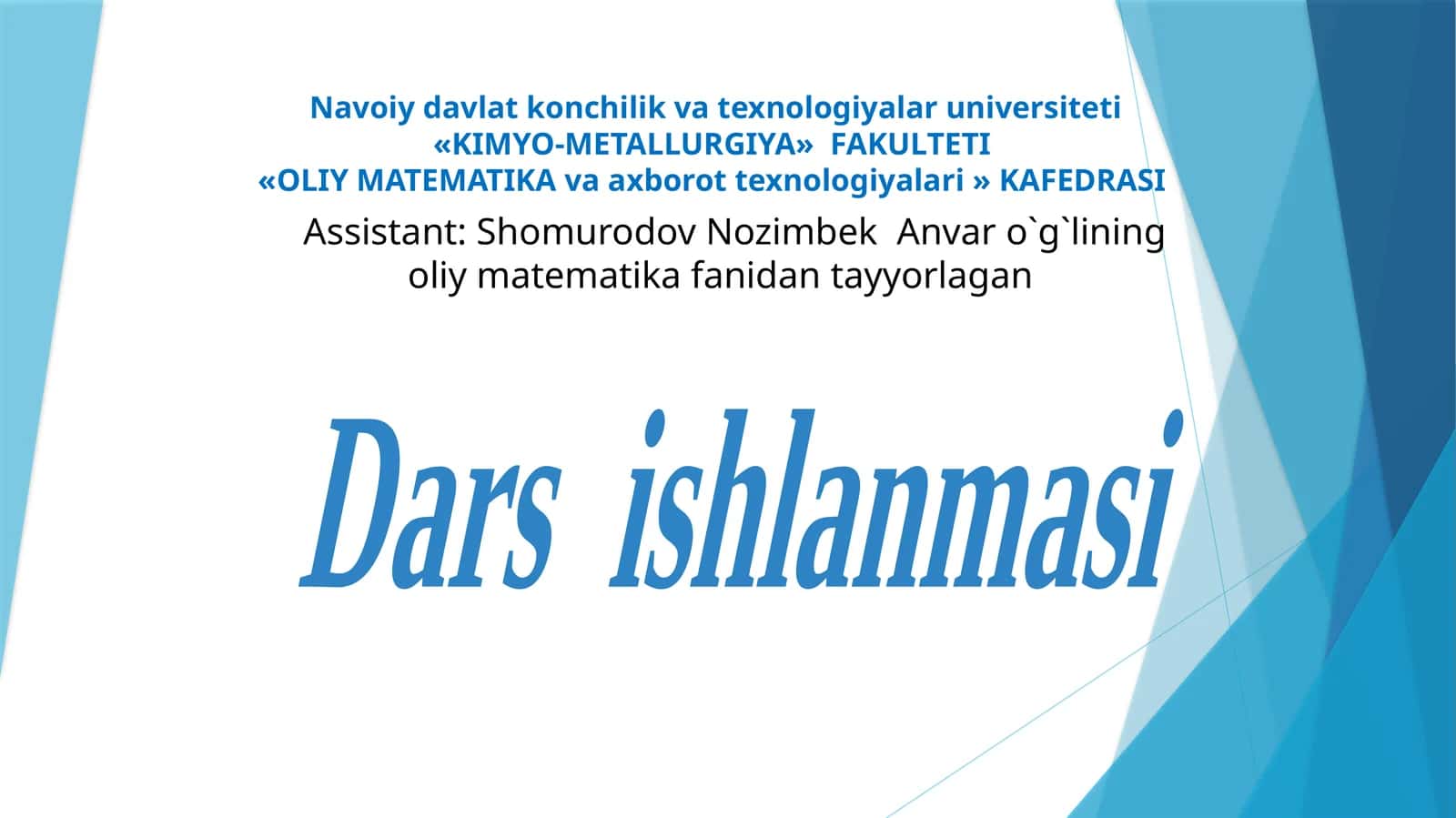OLIY MATEMATIKA va axborot texnologiyalari