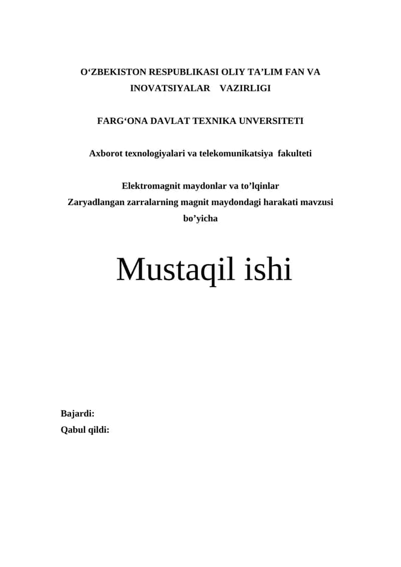Zaryadlangan zarralarining magnit maydondagi harakati va ularning turlari