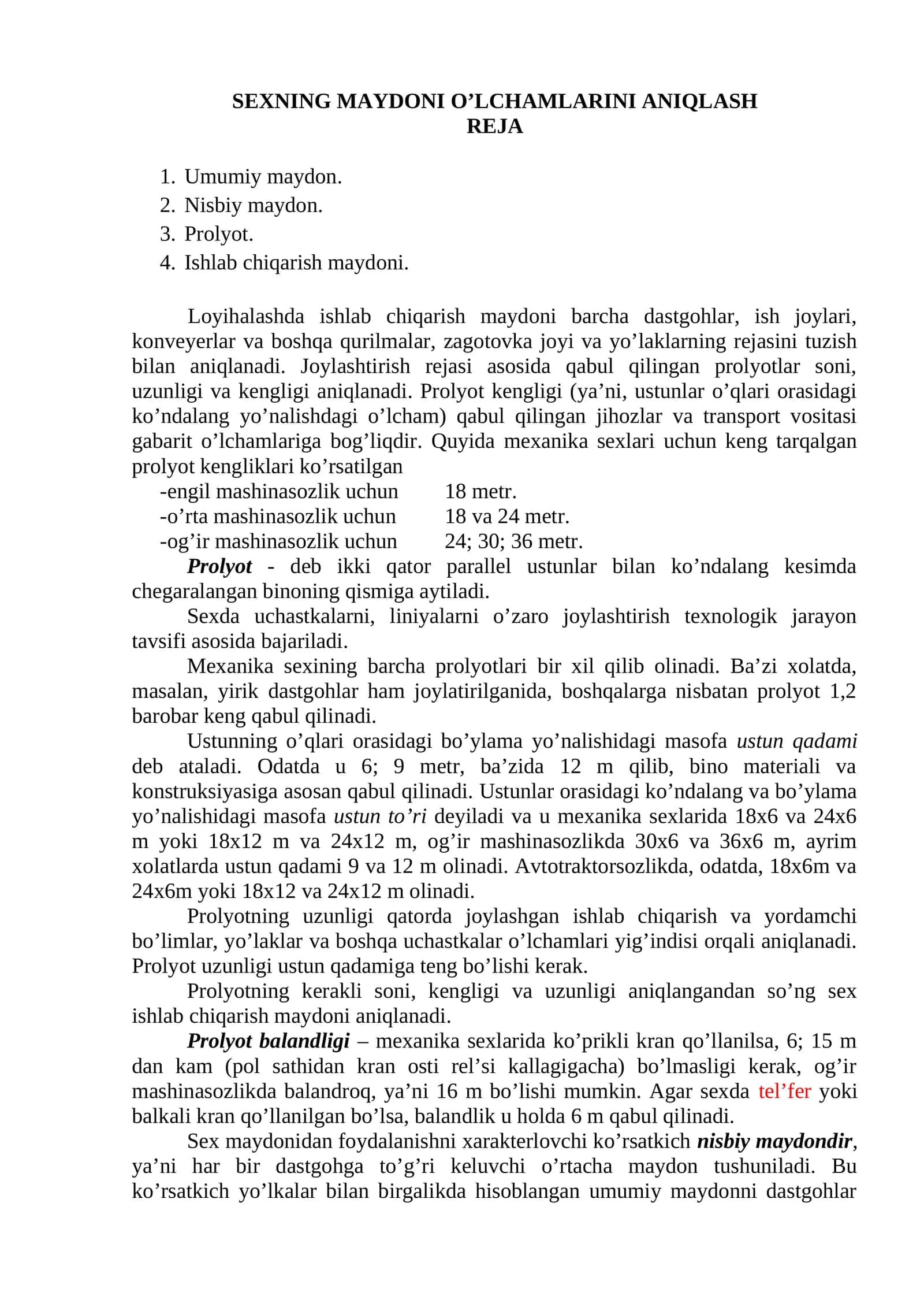СЕХNING МАYDОNI O’LCHАMLАRINI АNIQLАSH