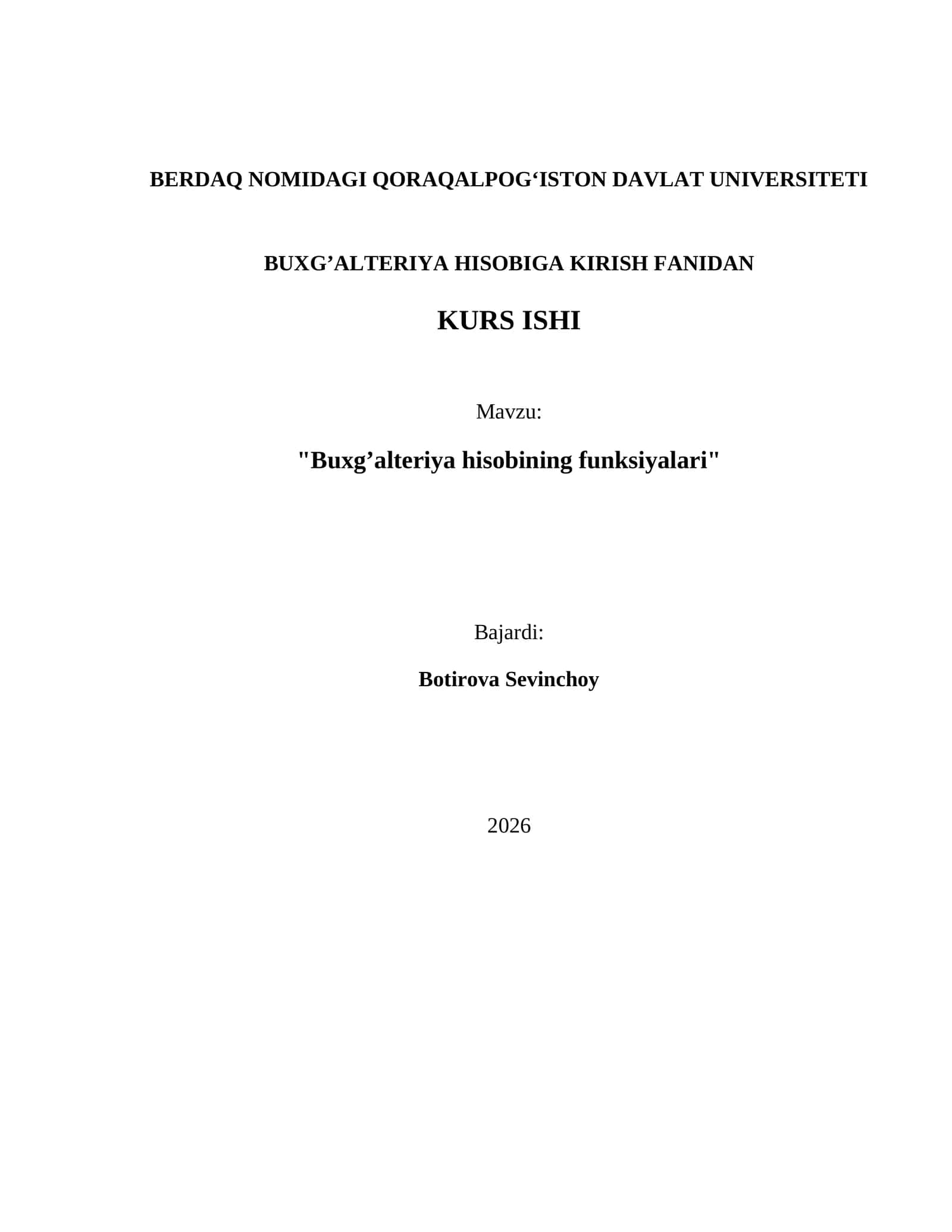 "Buxgʼalteriya hisobining funksiyalari"