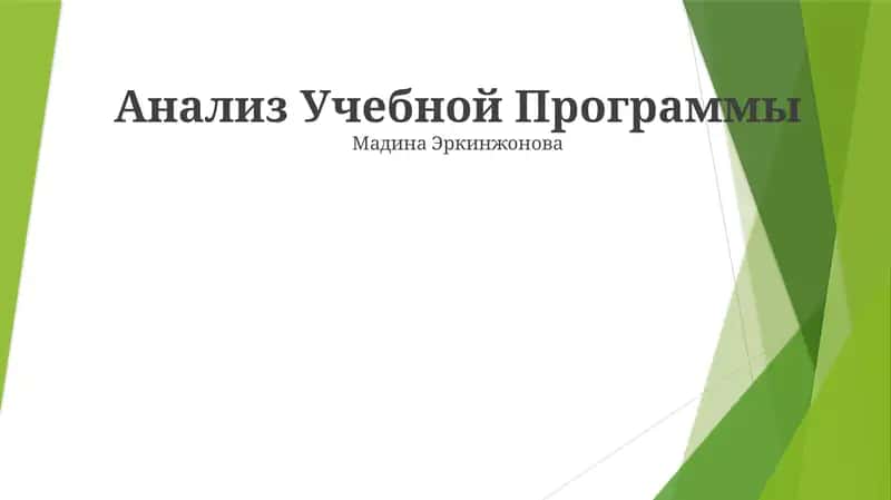 Анализ Учебной Программы