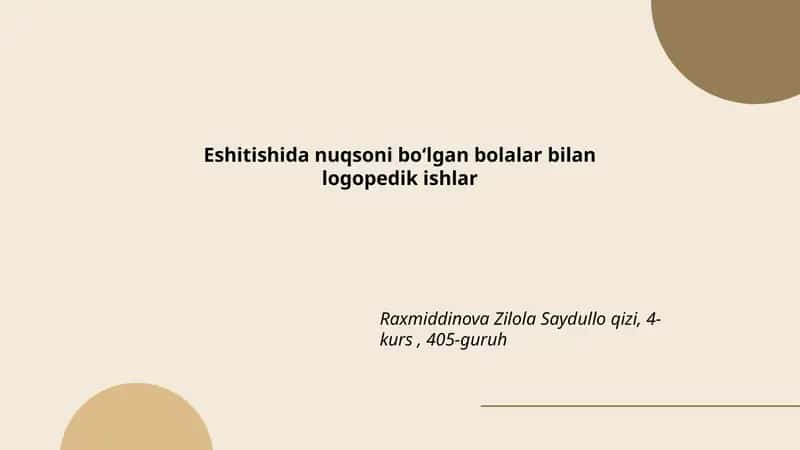 Logopedik ishlar