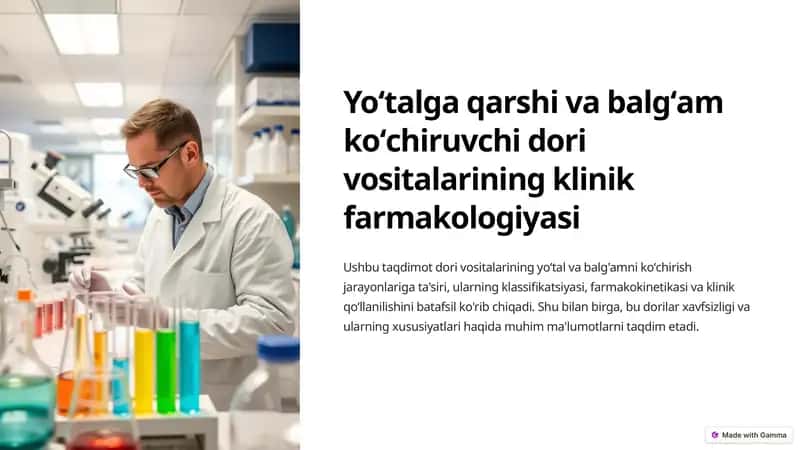 Yoʻtalga qarshi va balgʻam koʻchiruvchi dori vositalarining klinik farmakologiyasi