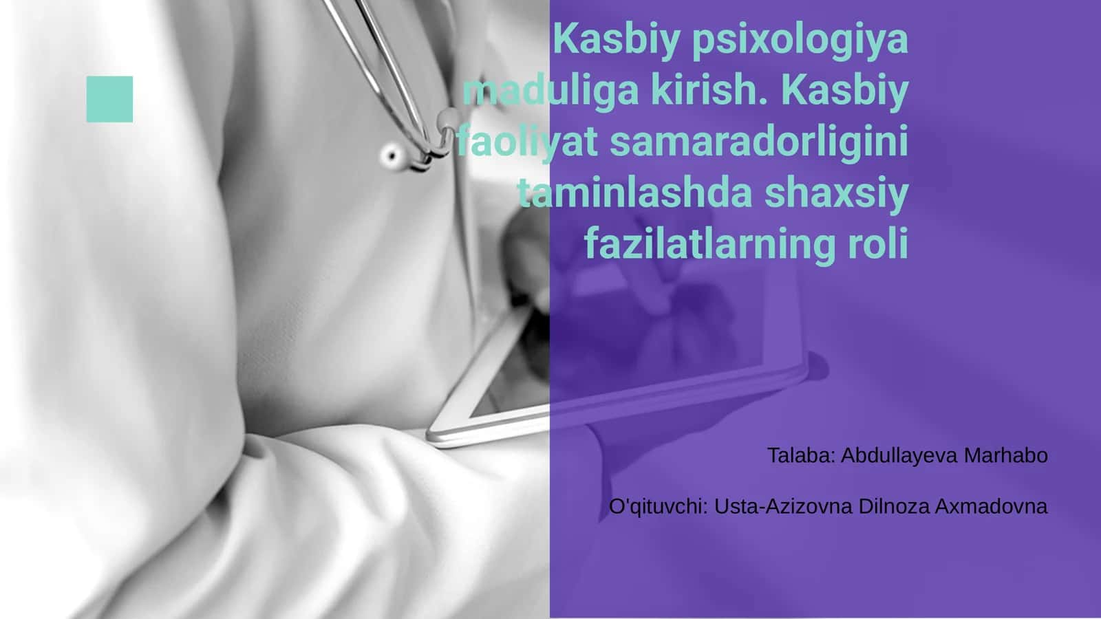 Kasbiy psixologiya maduliga kirish