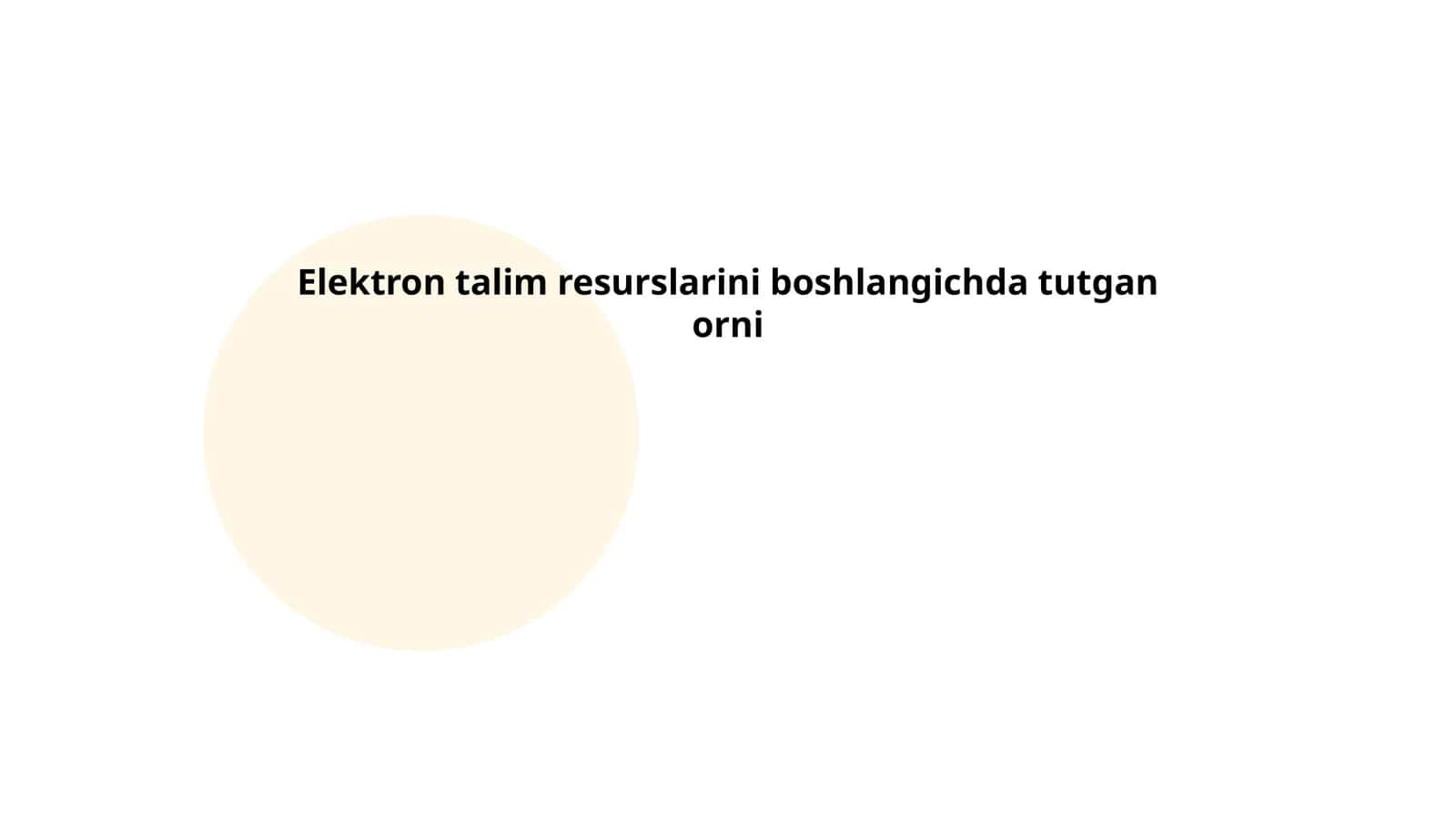 Elektron ta'lim resurslarini boshlangichda tutgan orni