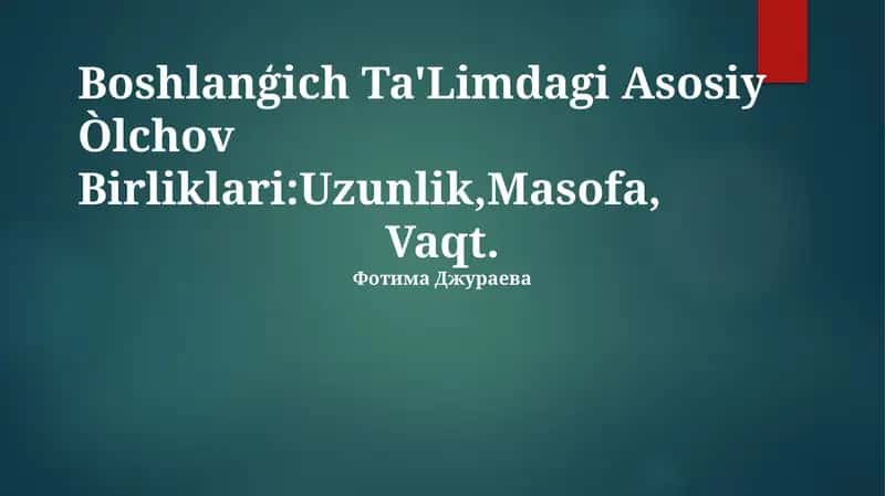 Asosiy Òlchov Birliklari