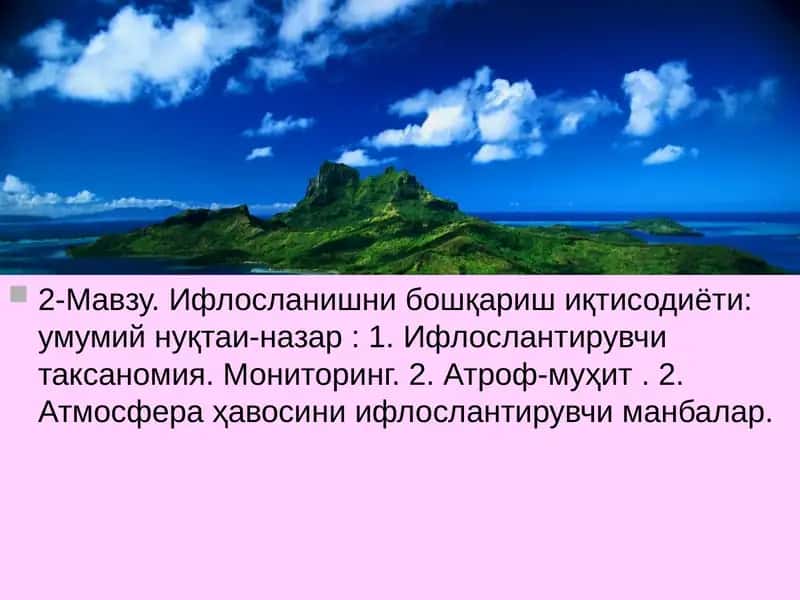 Ифлосланишни бошқариш иқтисодиёти