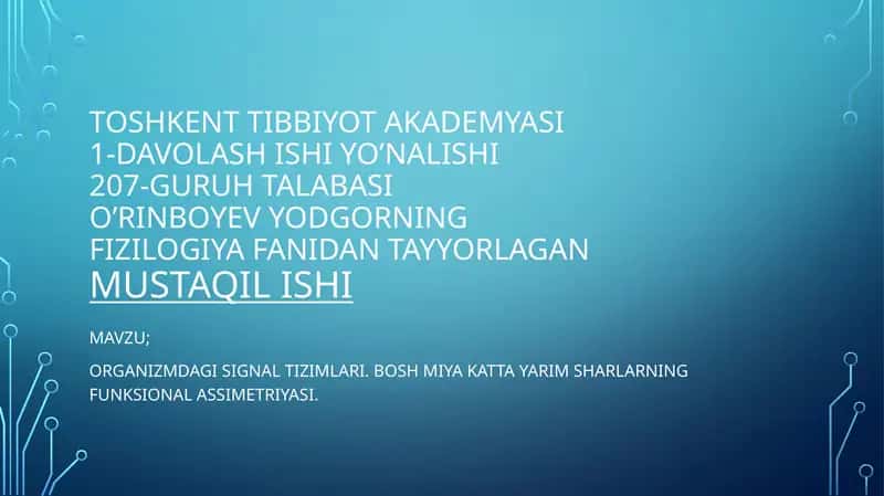 Organizmdagi signal tizimlari