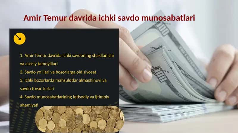 Amir Temur davrida ichki savdo munosabatlari