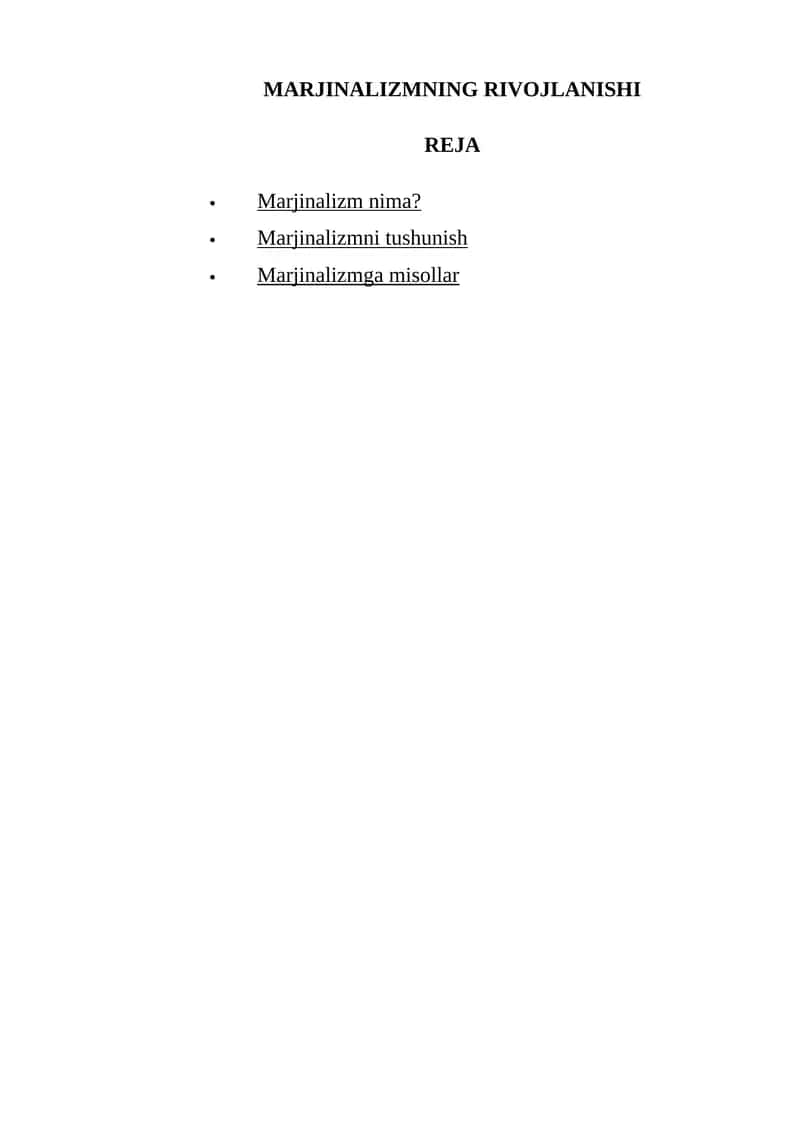 MARJINALIZMNING RIVOJLANISHI