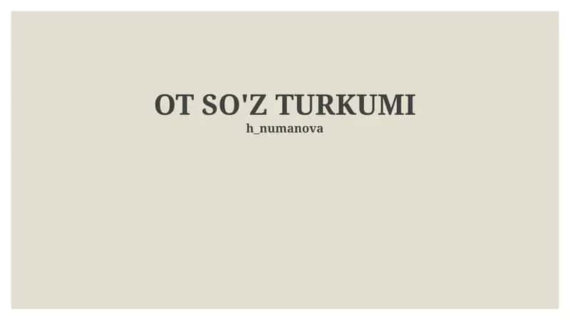 Ot so'z turkumi