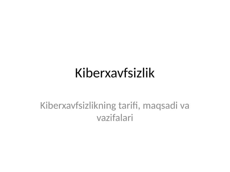 Kiberxavfsizlik