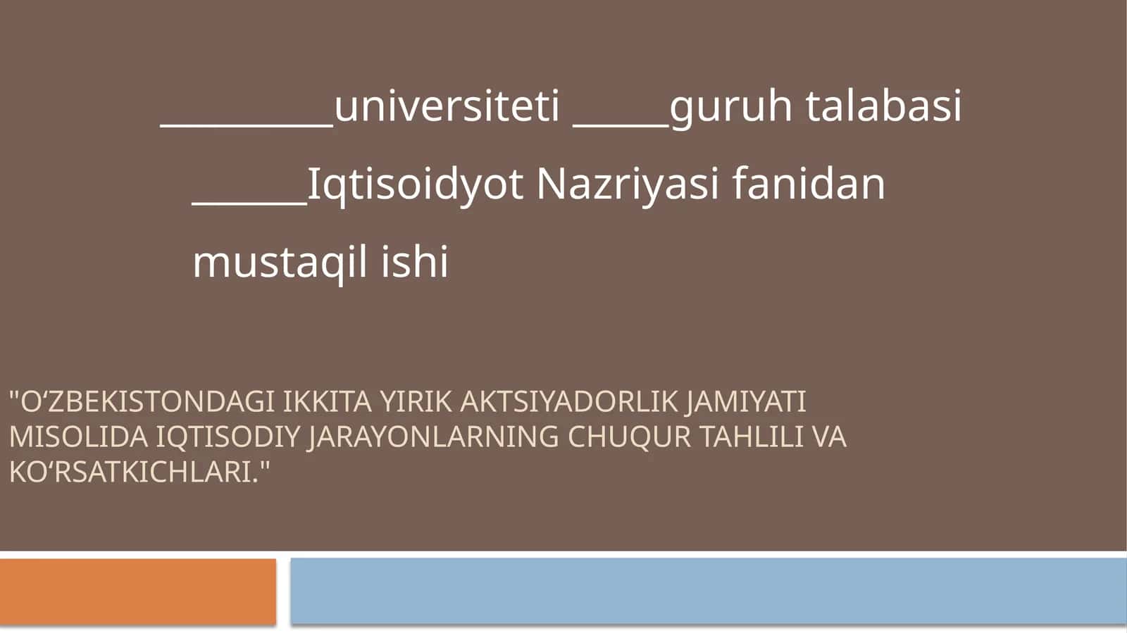 O‘zbekistondagi ikkita yirik Aktsiyadorlik Jamiyati misolidaiqtisodiy jarayonlarning chuqur tahlili va ko‘rsatkichlari