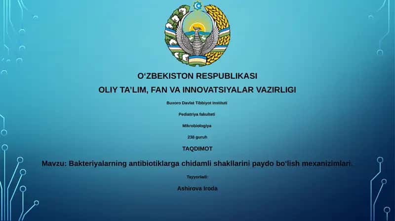 Antibiotiklarga chidamli bakteriyalarning antibiotiklarga chidamli shakllarini paydo bo‘lish mexanizimlari