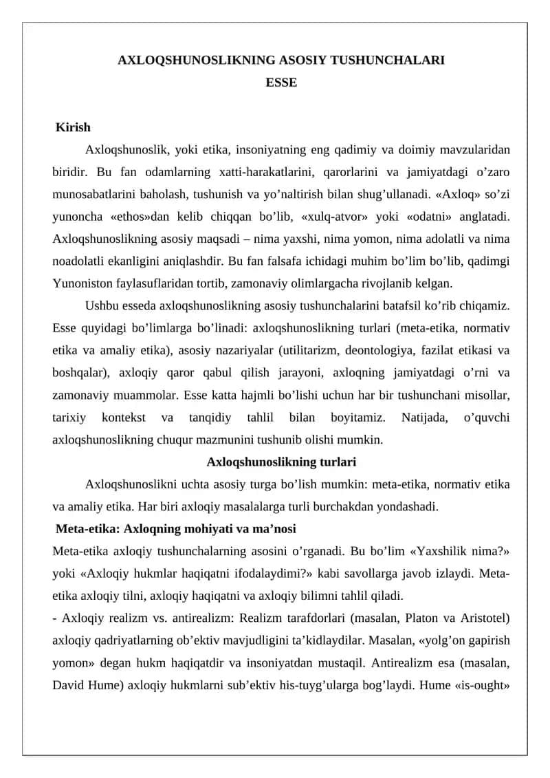 AXLOQSHUNOSLIKNING ASOSIY TUSHUNCHALARI
