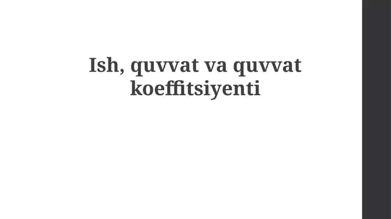 Ish, quvvat va quvvat faktori: Asosiy tushunchalar
