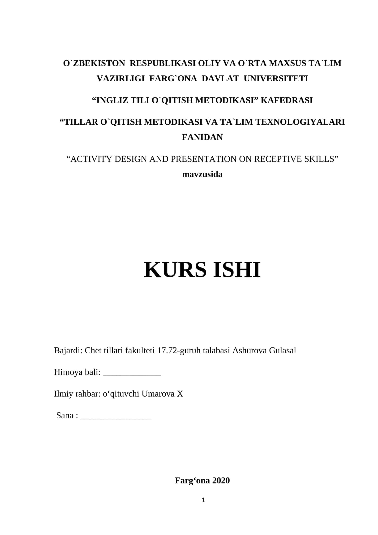“ACTIVITY DESIGN AND PRESENTATION ON RECEPTIVE SKILLS”
