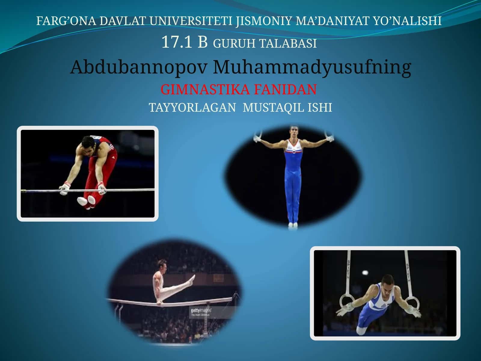 GIMNASTIKA FANIDAN TAYYORLAGAN MUSTAQIL ISHI