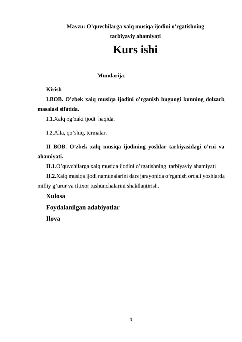 O'zbek xalq musiqa ijodi