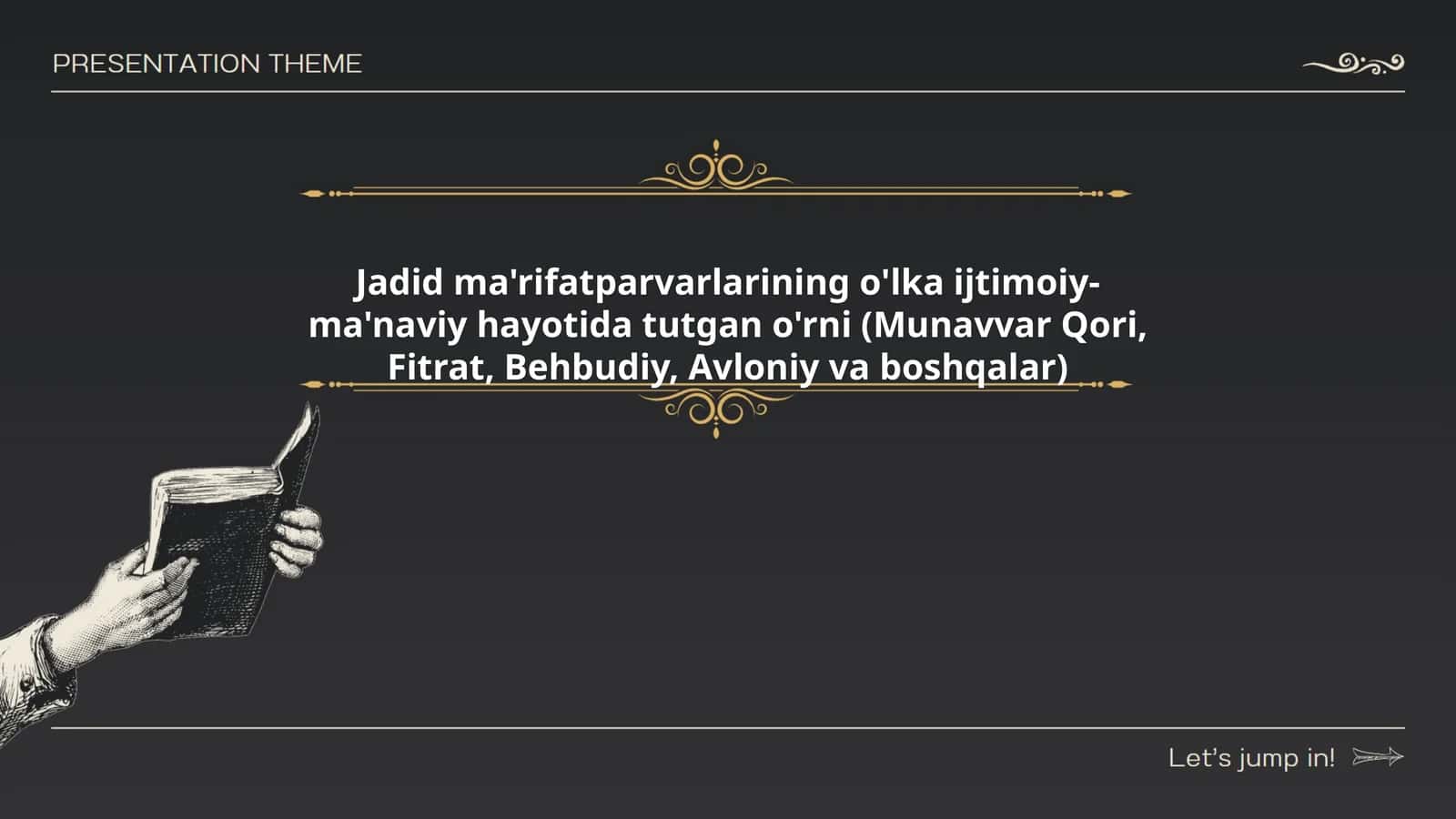 Jadid ma'rifatparvarlarining o'lka ijtimoiy-ma'naviy hayotida tutgan o'rni (Munavvar Qori, Fitrat, Behbudiy, Avloniy va boshqalar)