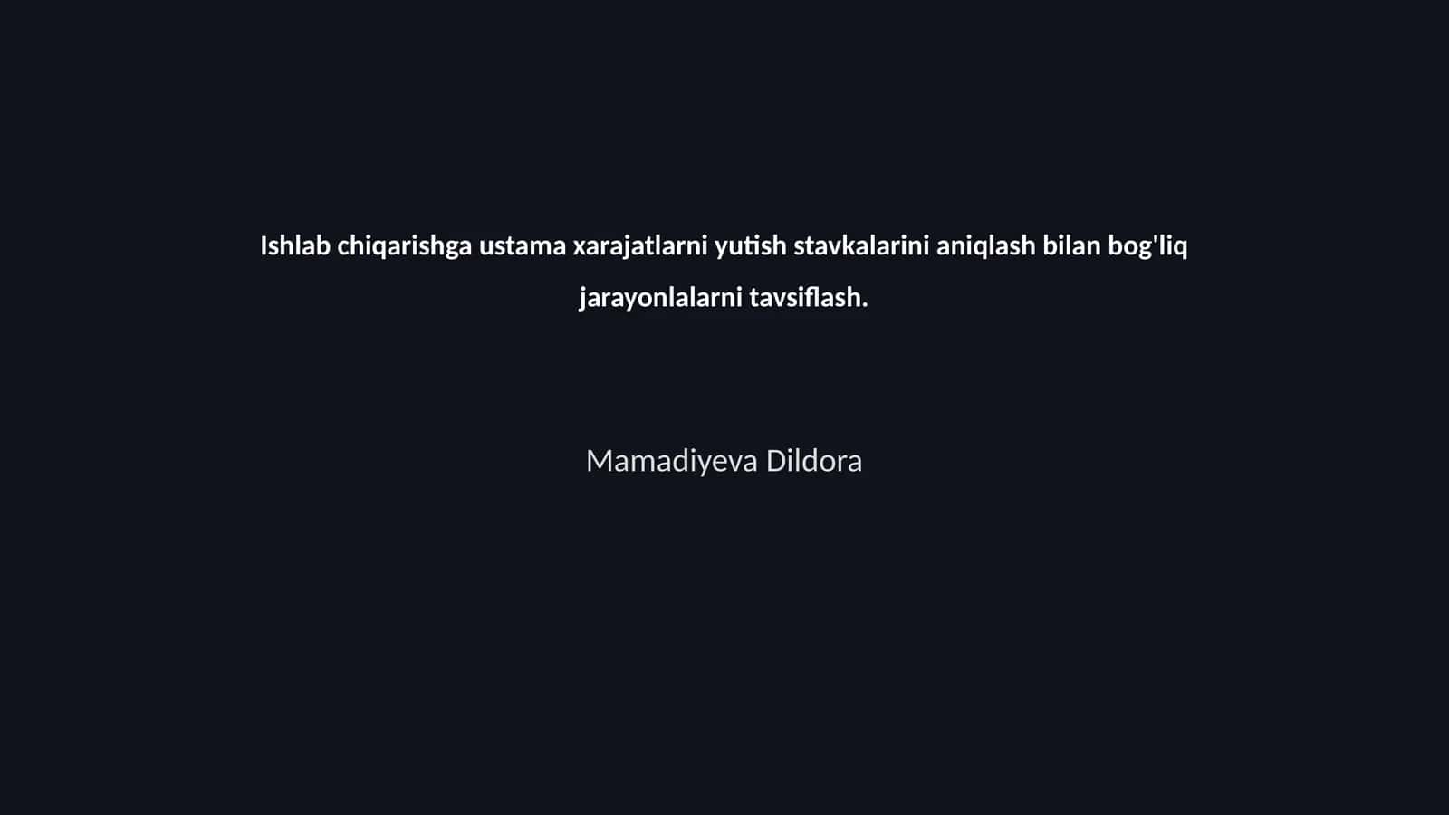 Ishlab chiqarishga ustama xarajatlarni yutish stavkalarini aniqlash