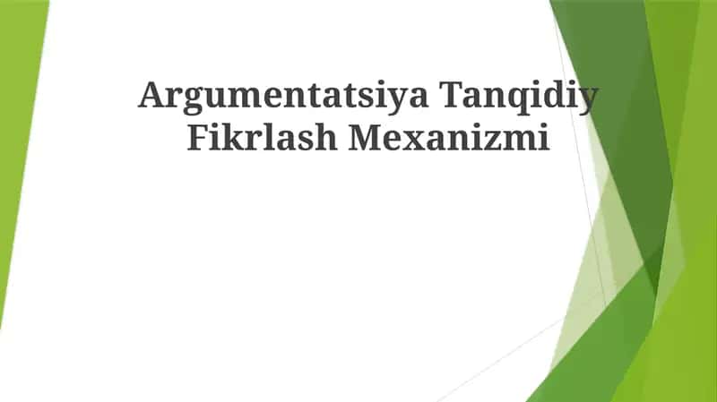 Argumentatsiya TanqidiyFikrlashMexanizmi