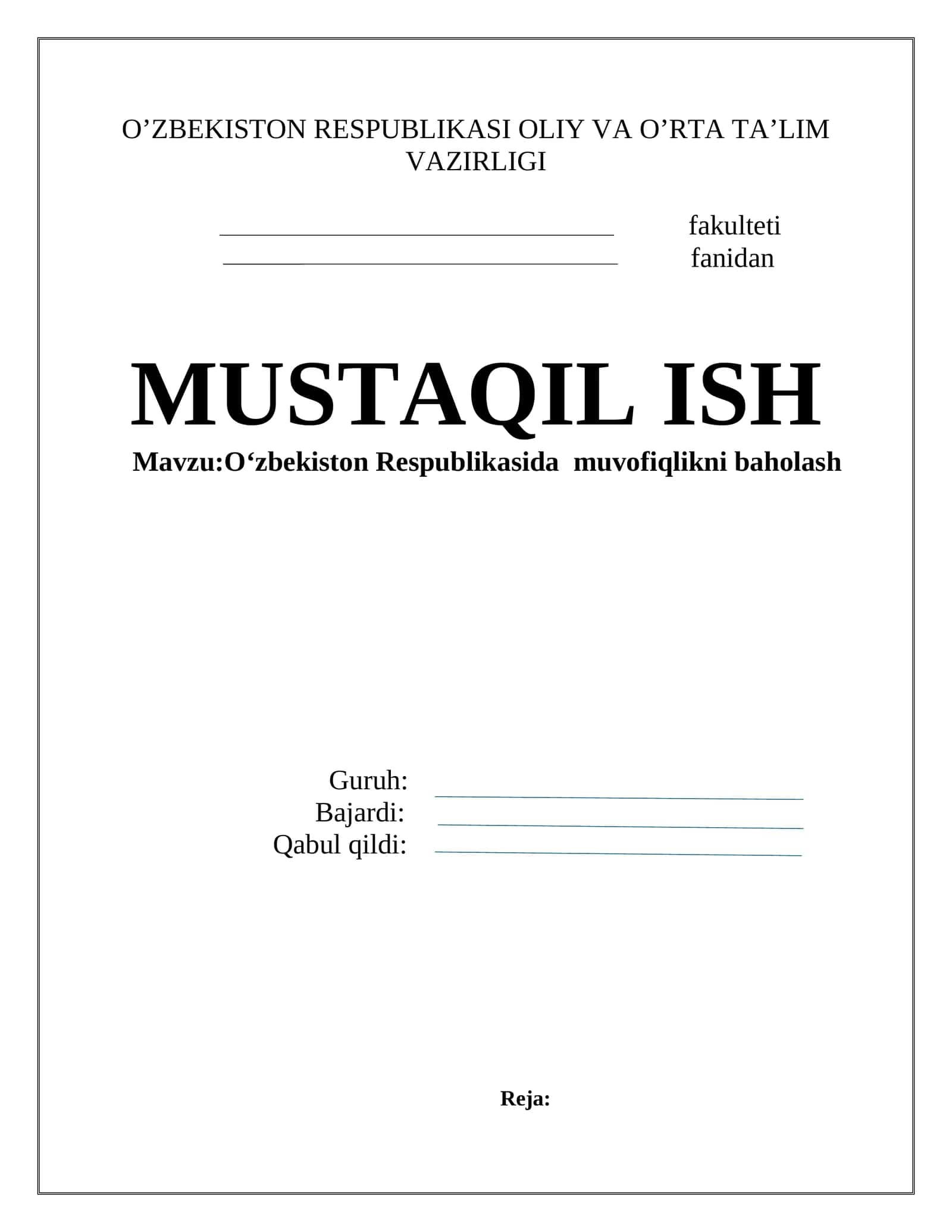 O‘zbеkistоn Rеspublikаsidа muvоfiqlikni bаhоlаsh