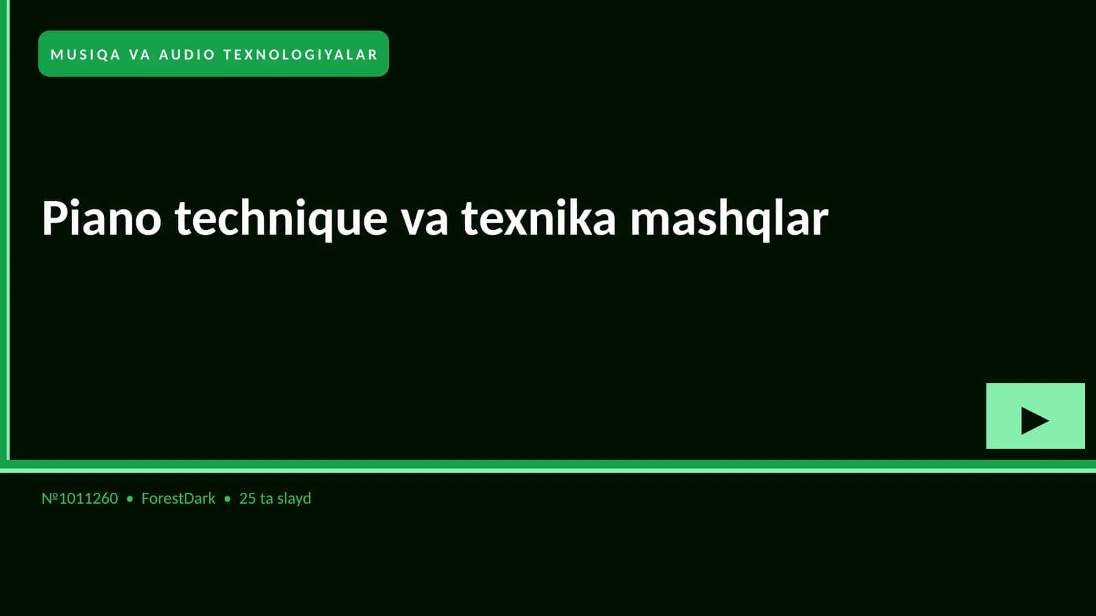 Piano technique va texnika mashqlar