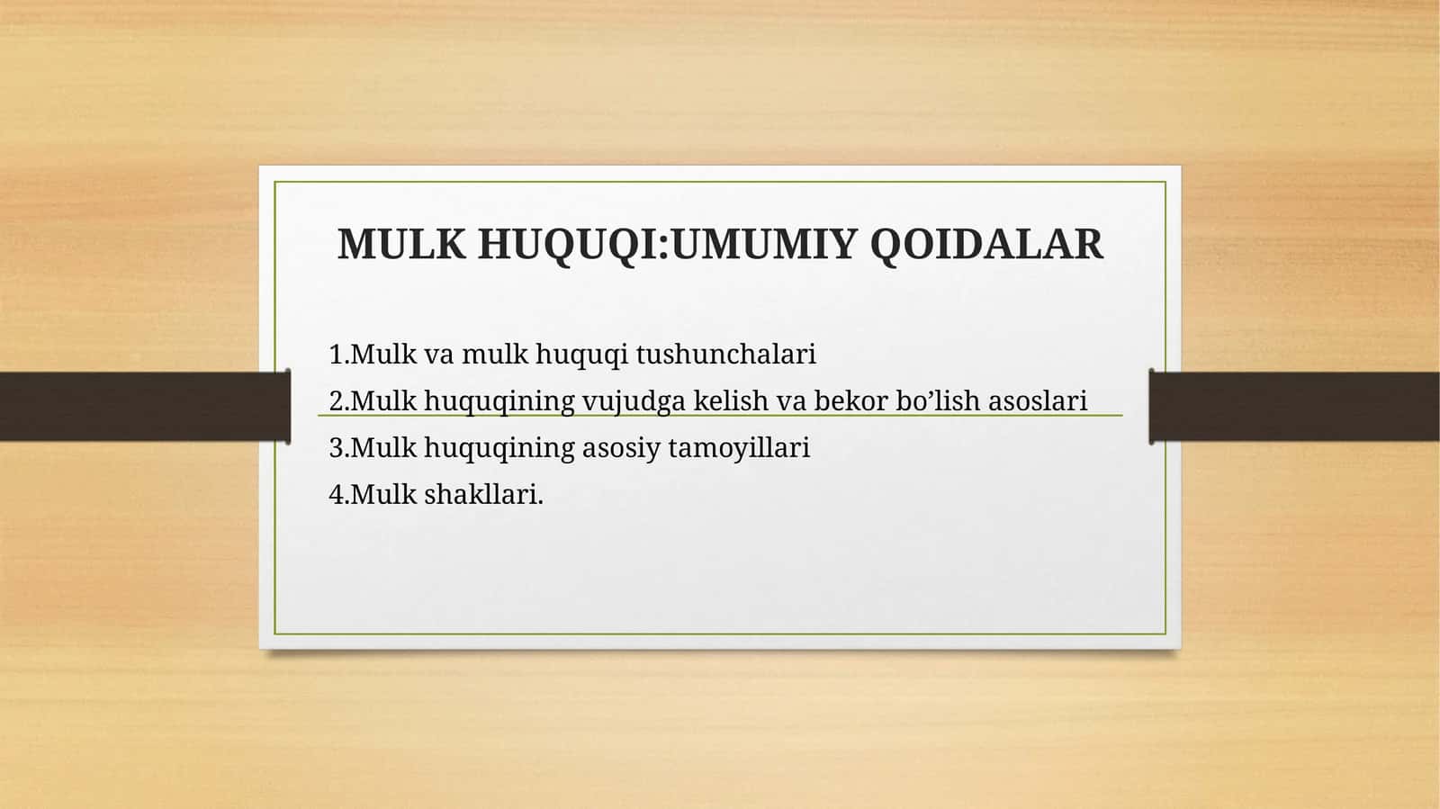 Mulk va mulk huquqi tushunchari