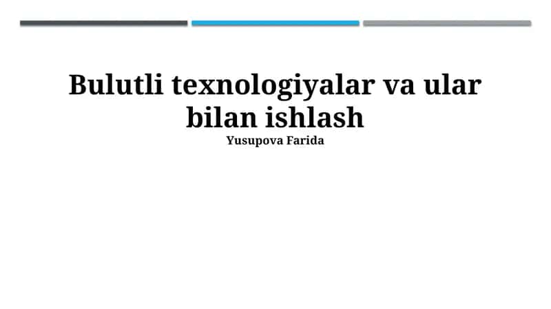 Bulut Xizmatlari bilan Ishlash