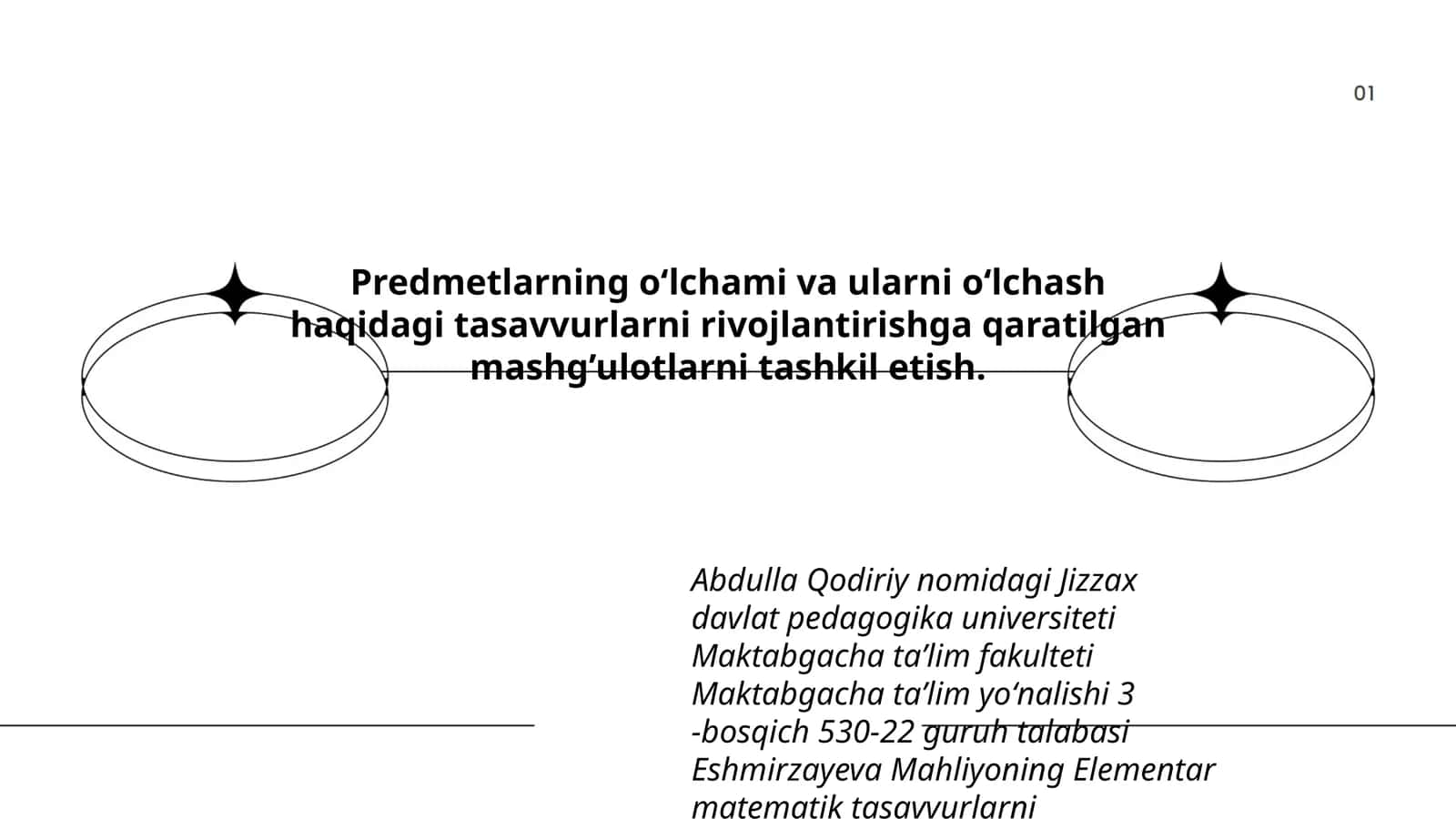 Elementar matematik tasavvurlarni shakllantirish metodikasi