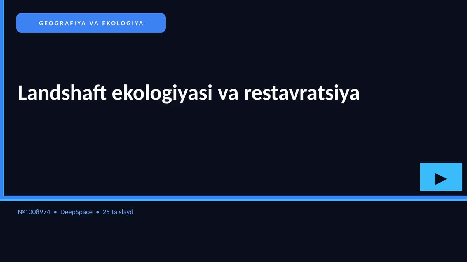 Landshaft ekologiyasi va restavratsiya