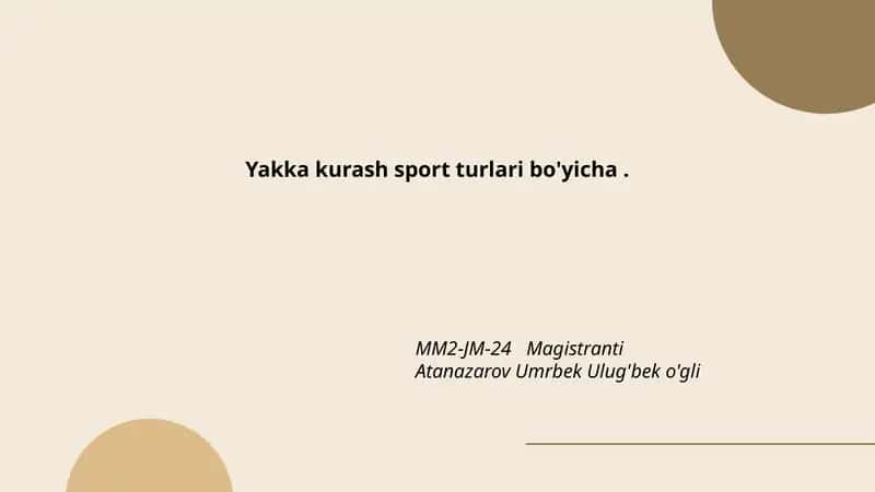 Yakka kurash sport turlari bo'yicha