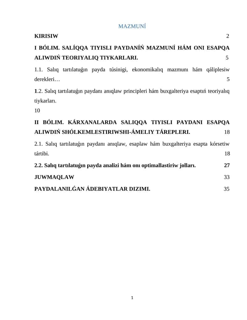SALÍQQA TIYISLI PAYDANÍŃ