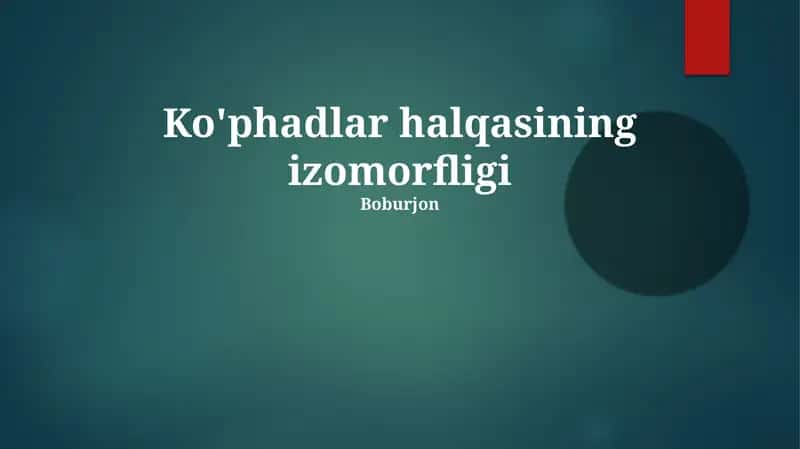 Ko'phadlar halqasining izomorfligi