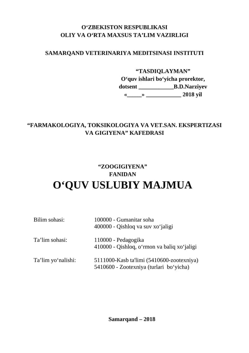 O‘QUV USLUBIY MAJMUA