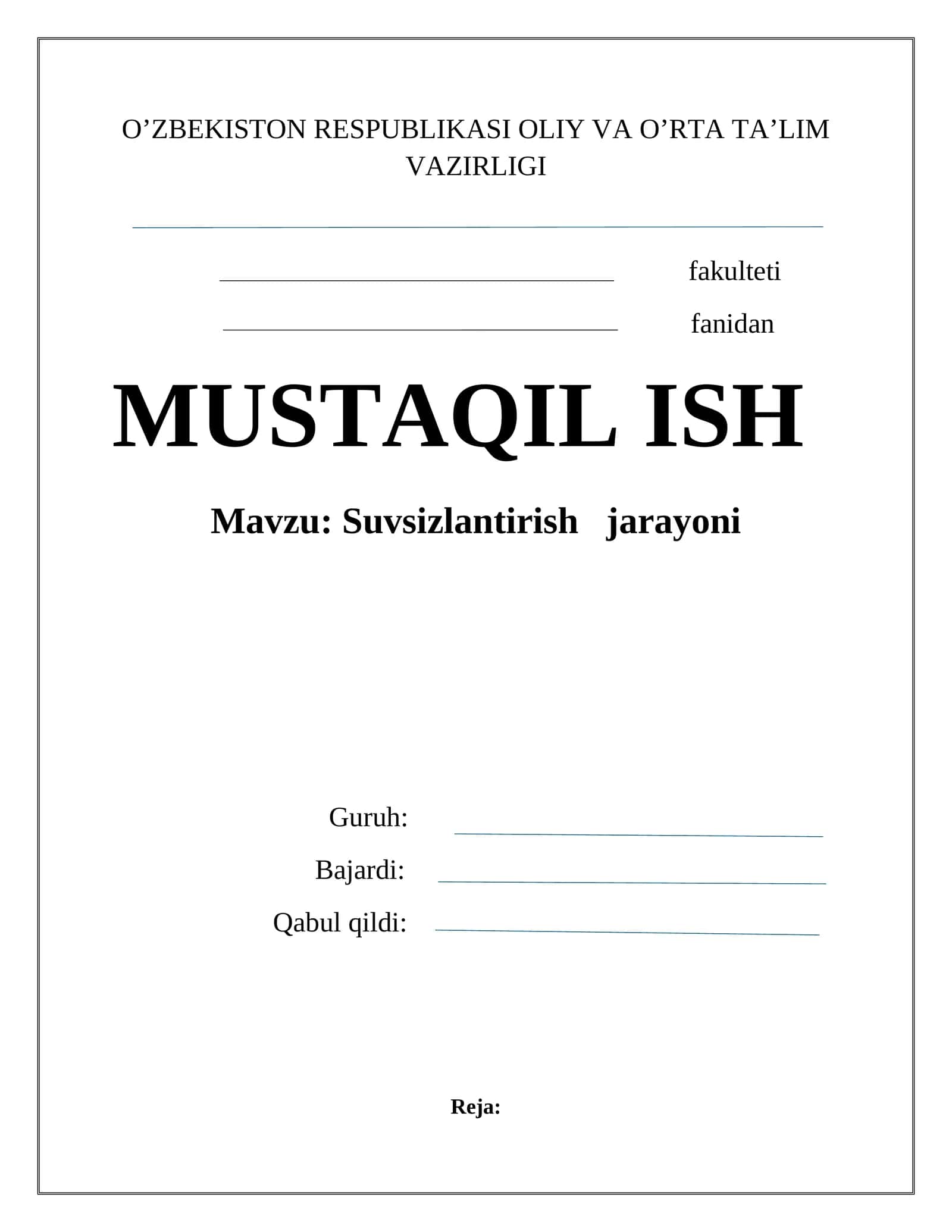 Suvsizlantirish jarayoni