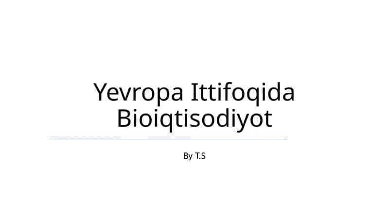 Yevropa Ittifoqida Bioiqtisodiyot
