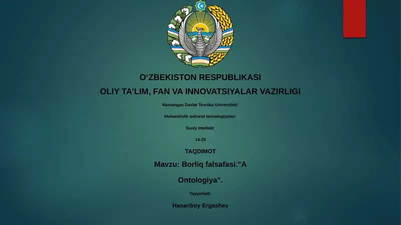 Borliq falsafasi."A Ontologiya"