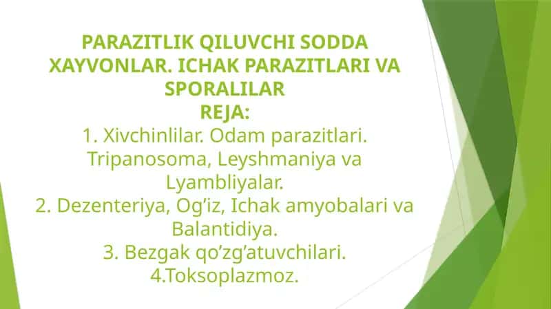 PARAZITLIK QILUVCHI SODDA XAYVONLAR