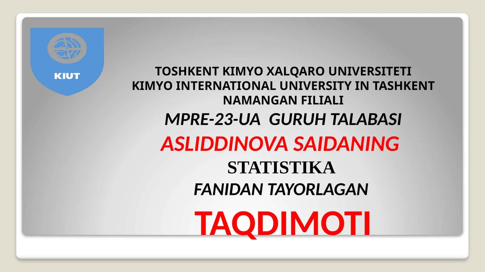 “STATISTIKA FANINING PREDMETI VA USLUBI”