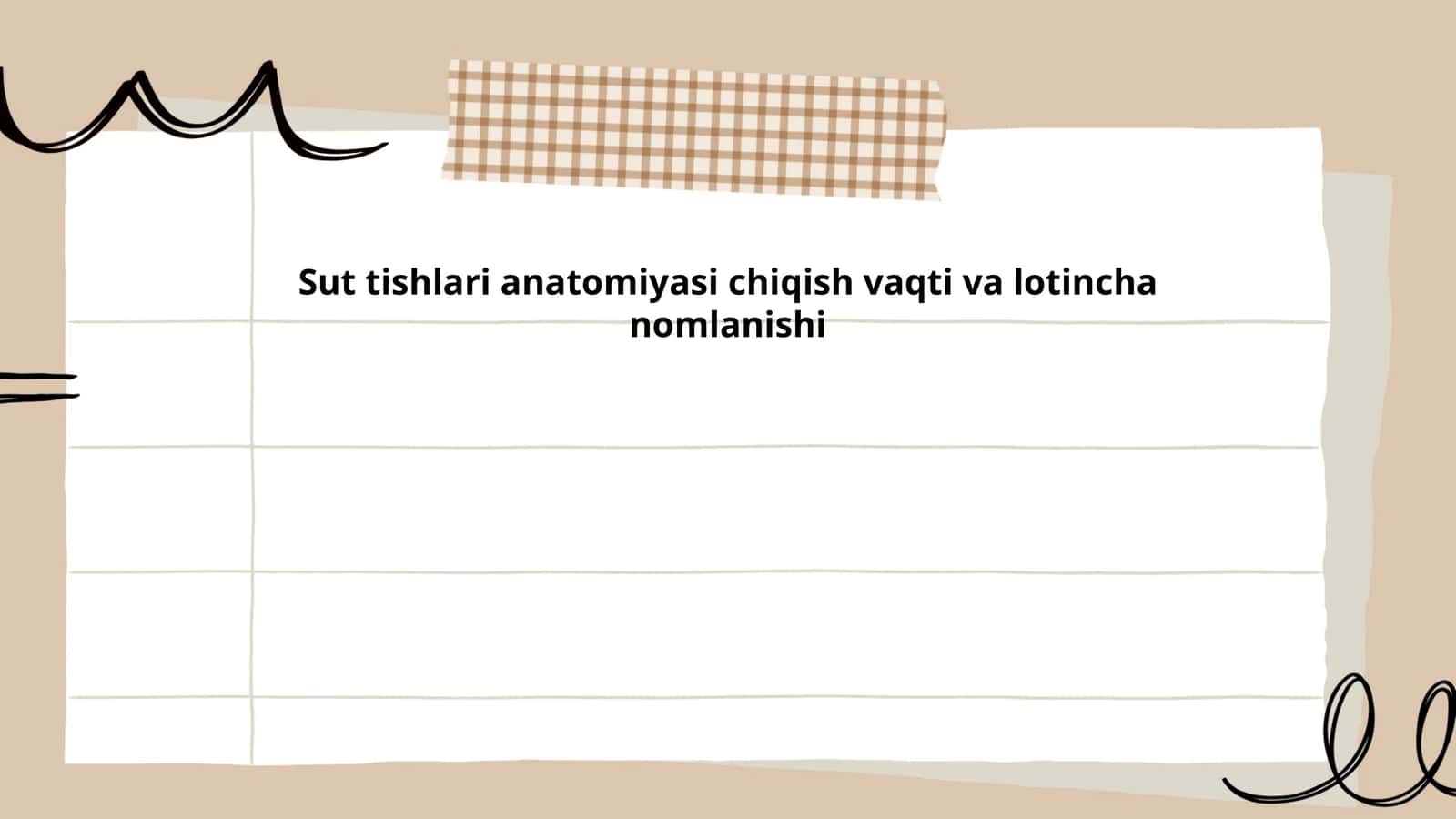 Sut tishlari anatomiyasi chiqish vaqti va lotincha nomlanishi