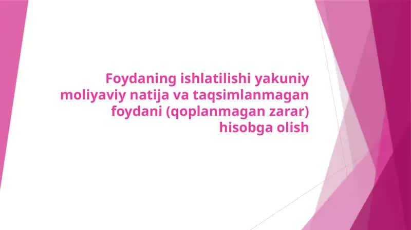 Mahsulotlarni sotishdan olingan foyda-zararlar hisobga olish