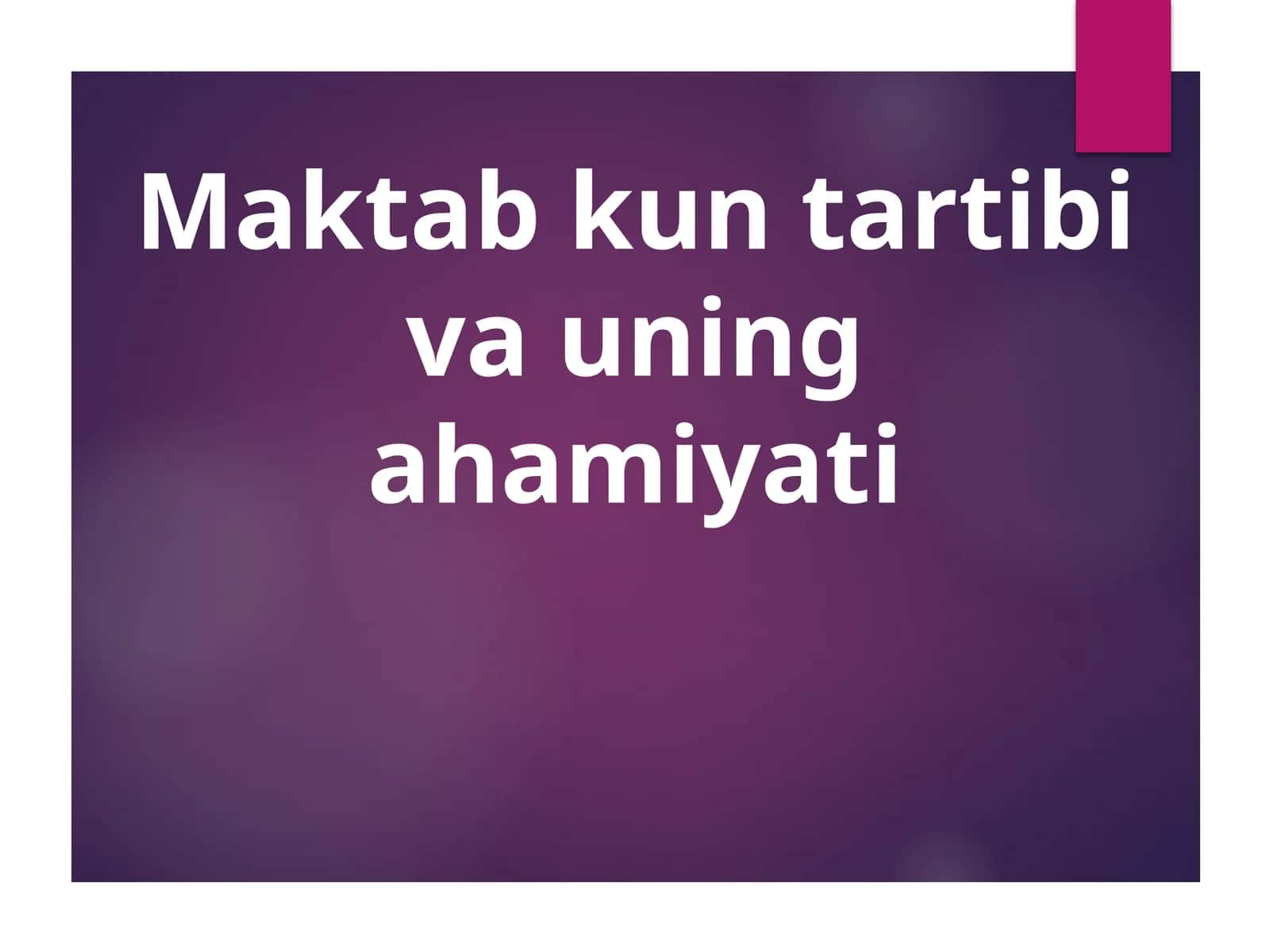 Maktab kun tartibi va uning ahamiyati