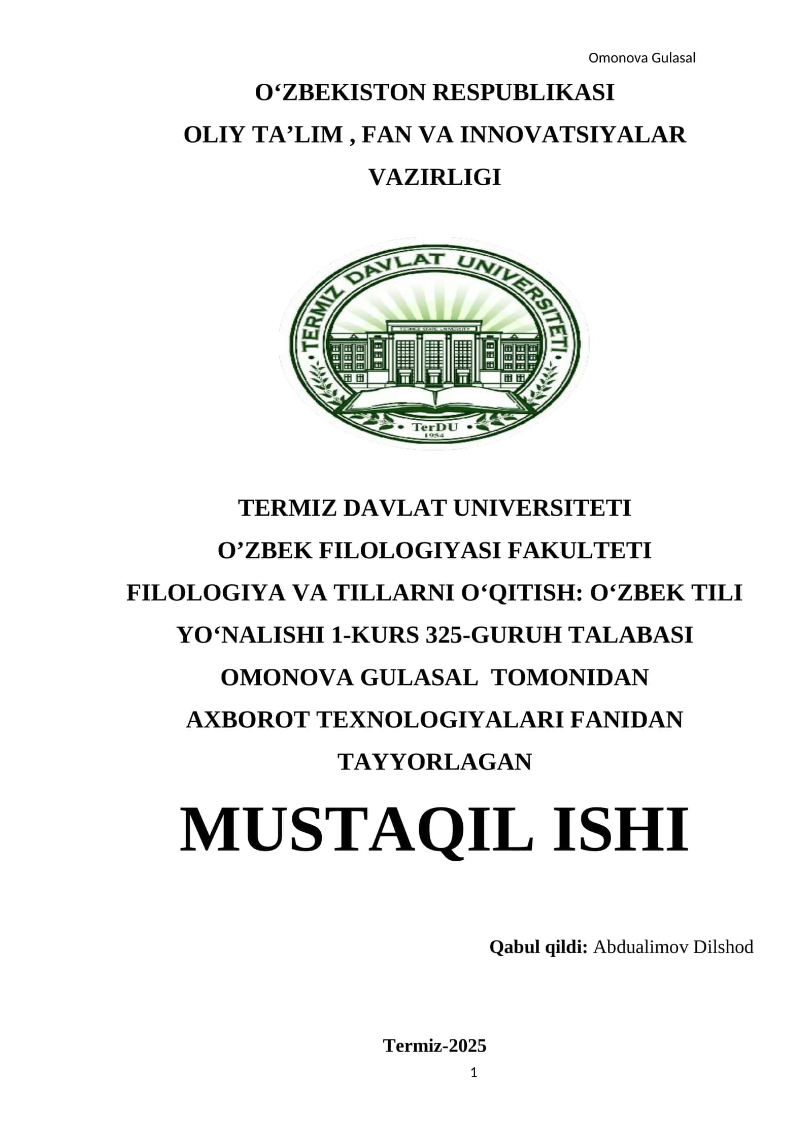 Zamonaviy taqdimotlar tayyorlash texnologiyasi (Powerpoint)